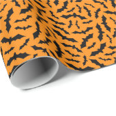 ヴィンテージモダンハロウィーンオレンジこうもり ラッピングペーパー (ロールコーナー)