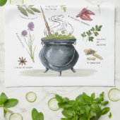 ヴィンテージモダンハロウィーンカードロンレシピ1 キッチンタオル (折り畳み)