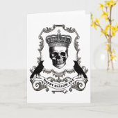 ヴィンテージモダンハロウィーンスカルと王冠 カード (黄色い花)