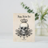 ヴィンテージモダンハロウィーンスカルと王冠 ポストカード (スタンド正面)