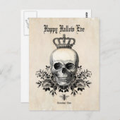 ヴィンテージモダンハロウィーンスカルと王冠 ポストカード (正面/裏面)