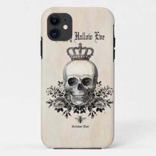 ヴィンテージモダンハロウィーンスカルと王冠 iPhone 11 ケース