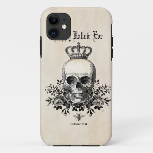 ヴィンテージモダンハロウィーンスカルと王冠 Case-Mate iPhoneケース (裏面)