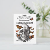 ヴィンテージモダンハロウィーンスカルと蝶 ポストカード (スタンド正面)
