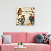 ヴィンテージモダンハロウィーンフクロウとスカル キャンバスプリント (インサイチュ (リビング))