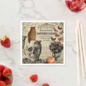 ヴィンテージモダンハロウィーンフクロウとスカル スタンダードカクテルナプキン (インサイチュ)