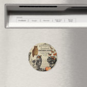 ヴィンテージモダンハロウィーンフクロウとスカル マグネット (インサイチュ (食洗機))