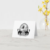 ヴィンテージモダンハロウィーン魔女 カード (黄色い花)