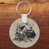 ヴィンテージモダンハロウィーン魔女BREW キーホルダー (正面)