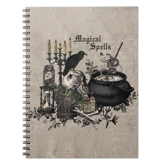 ヴィンテージモダンハロウィーン魔女BREW ノートブック (正面)