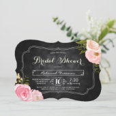 ヴィンテージモダンバラチャルクボードブライダルシャワー 招待状 (スタンド正面)