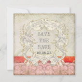 ヴィンテージモダンバロックの渦巻き旋回、日付を保存 セーブザデート (裏面)