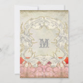 ヴィンテージモダンバロックの結婚渦巻き旋回、ピンク 招待状 (裏面)