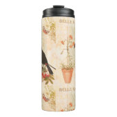 ヴィンテージモダンバードピンク花蝶 タンブラー (正面)