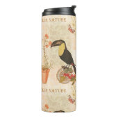 ヴィンテージモダンバードピンク花蝶 タンブラー (回転左)