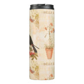 ヴィンテージモダンバードピンク花蝶 タンブラー (裏面)