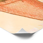 ヴィンテージモダンバードピンク花蝶 ポスター (コーナー)