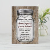 ヴィンテージモダンバーンウッドの国のメイ結婚ン・ジャー 招待状 (スタンド正面)