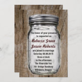 ヴィンテージモダンバーンウッドの国のメイ結婚ン・ジャー 招待状 (正面/裏面)