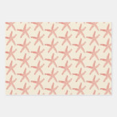 ヴィンテージモダンパステルスターフィッシュパターン ラッピングペーパーシート (正面)