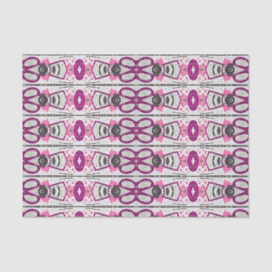 ヴィンテージモダンパターンピンクホワイトパープルデコパージュ 薄葉紙 (正面)