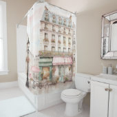 ヴィンテージモダンパリカフェシーン シャワーカーテン (インサイチュ)