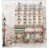 ヴィンテージモダンパリカフェシーン シャワーカーテン (正面)