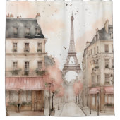 ヴィンテージモダンパリ春ブロッサム シャワーカーテン (正面)