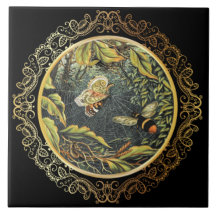 ヴィンテージモダンビー&バタフライinスパイダーくもの巣