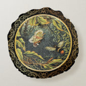 ヴィンテージモダンビー&バタフライinスパイダーくもの巣 ラウンドクッション (裏面)