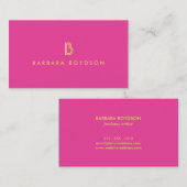 ヴィンテージモダンピンクおよび金ゴールドイニシャルモノグラムロゴ 名刺 (正面/裏面)