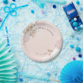 ヴィンテージモダンピンクと金ゴールド素朴フローラ結婚の ペーパープレート (パーティー)