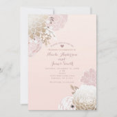 ヴィンテージモダンピンクと金ゴールド素朴フローラ結婚の 招待状 (正面)
