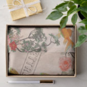 ヴィンテージモダンピンクの花と魚 薄葉紙 (ギフト)