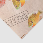 ヴィンテージモダンピンクの花と魚 薄葉紙 (詳細)