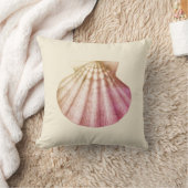 ヴィンテージモダンピンクシェルオンクリームベージュ クッション (ブランケット)