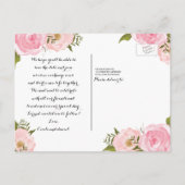 ヴィンテージモダンピンクフローラ保存日付 案内ポストカード (裏面)