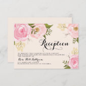 ヴィンテージモダンピンクフローラ結婚披露宴カード エンクロージャーカード (正面/裏面)
