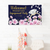 ヴィンテージモダンピンクローゼスパール婚約 横断幕 (インサイチュ)