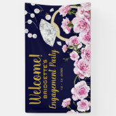 ヴィンテージモダンピンクローゼスパール婚約 横断幕 (縦)