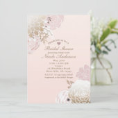 ヴィンテージモダンピンク&金ゴールドフローラブライダルシャワー 招待状 (スタンド正面)