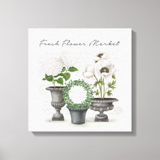 ヴィンテージモダンファームハウスホワイトガーデン キャンバスプリント (正面)