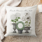ヴィンテージモダンファームハウスホワイトガーデン クッション (ブランケット)
