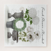 ヴィンテージモダンファームハウスホワイトガーデン ジグソーパズル (横)