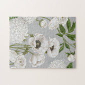 ヴィンテージモダンファームハウスホワイトフラワーガーデン ジグソーパズル (横)