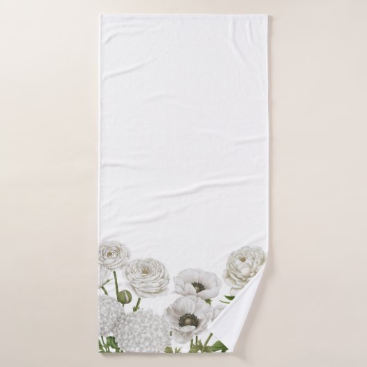 ヴィンテージモダンファームハウスホワイトフラワーガーデン バスタオル (バスタオル)