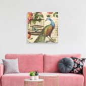 ヴィンテージモダンフランスの孔雀 キャンバスプリント (インサイチュ (リビング))