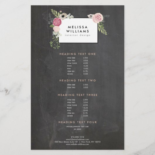 ヴィンテージモダンフローラのChalkboard Designer上のモチーフ チラシ (正面)