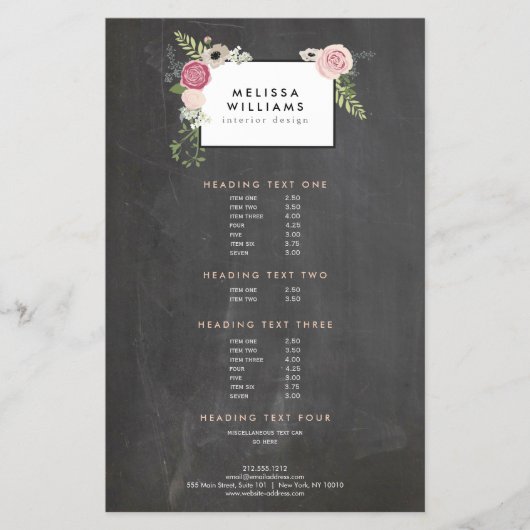 ヴィンテージモダンフローラのChalkboard Designer上のモチーフ チラシ (正面)