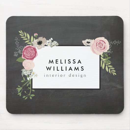 ヴィンテージモダンフローラのChalkboard Designer上のモチーフ マウスパッド (正面)